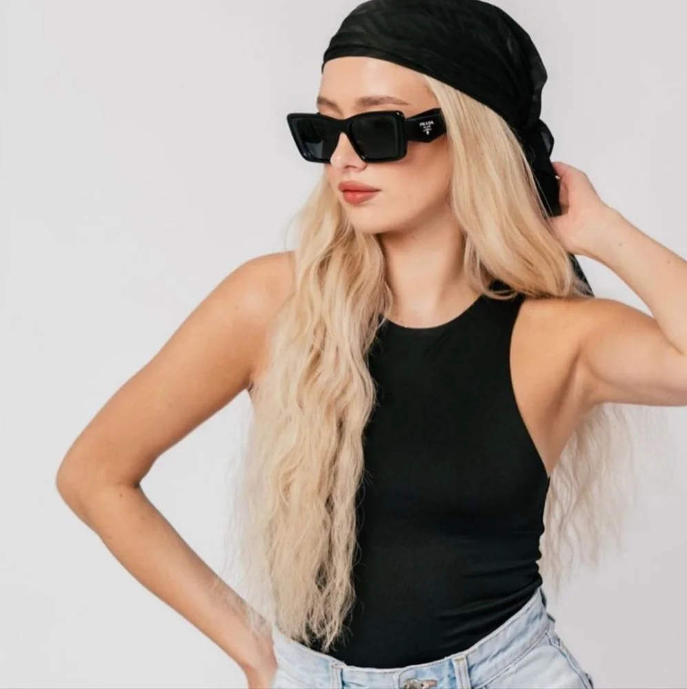 💯- Authentic New Prada PR-08YS 1AB5S0 Sunglasses Women's Black Dark Grey Bu… - Picture 3 of 14